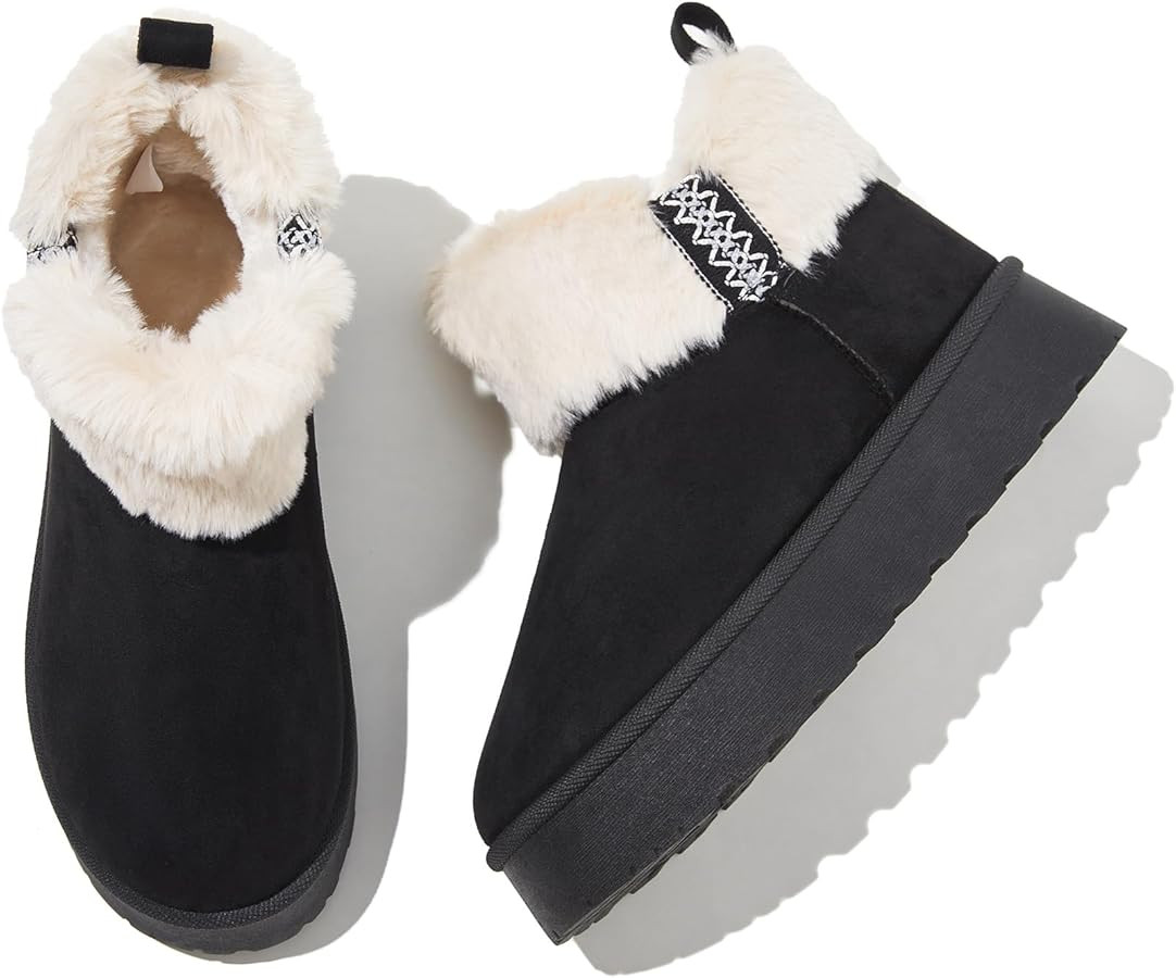 HYPOCRUTE Womens Winter Boots Fur Snow Boots Ankle Booties Fuzzy Warm Platform Short Boots for Wo... | Amazon (US)