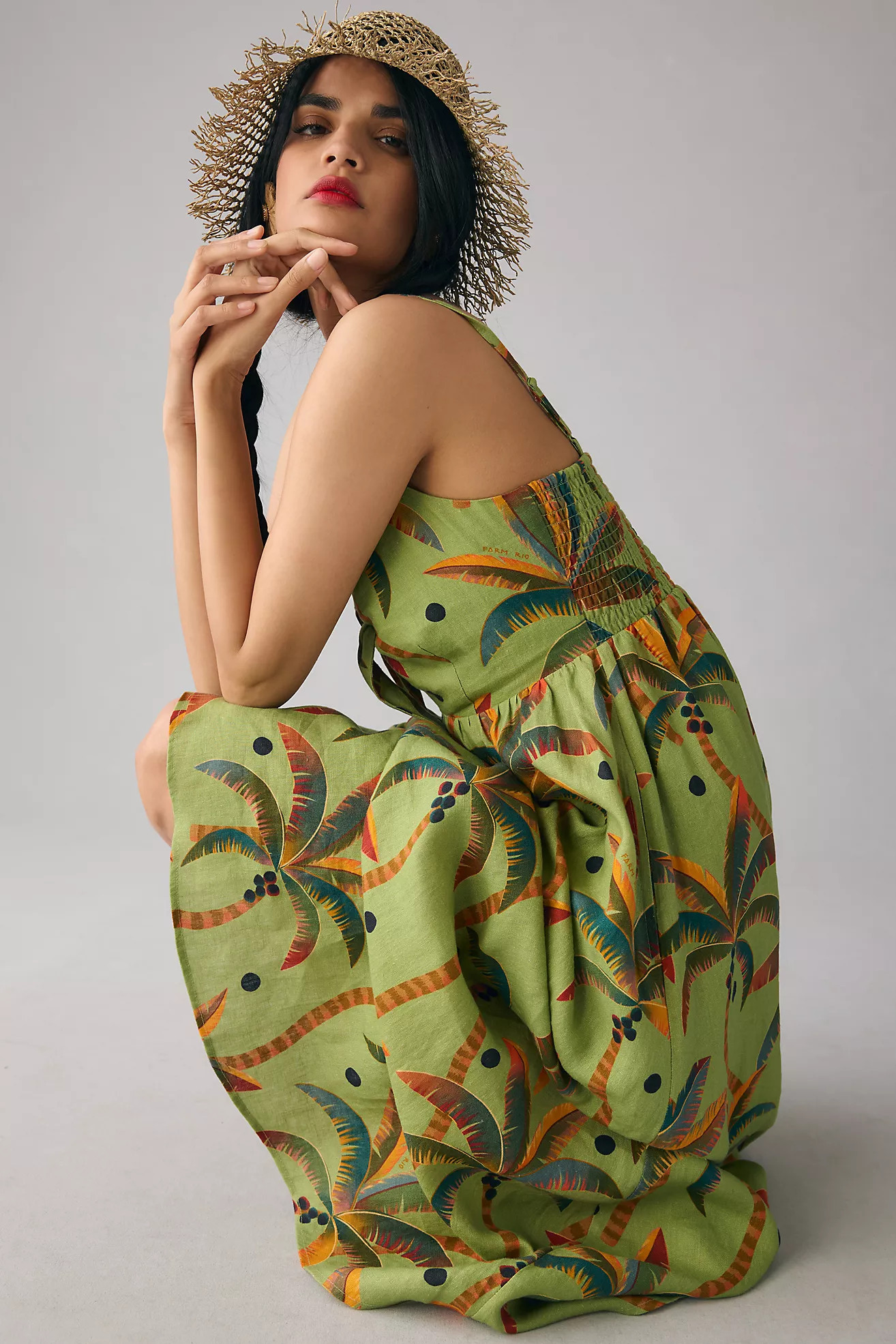 Farm Rio Tie-Front Linen Dress | Anthropologie (US)