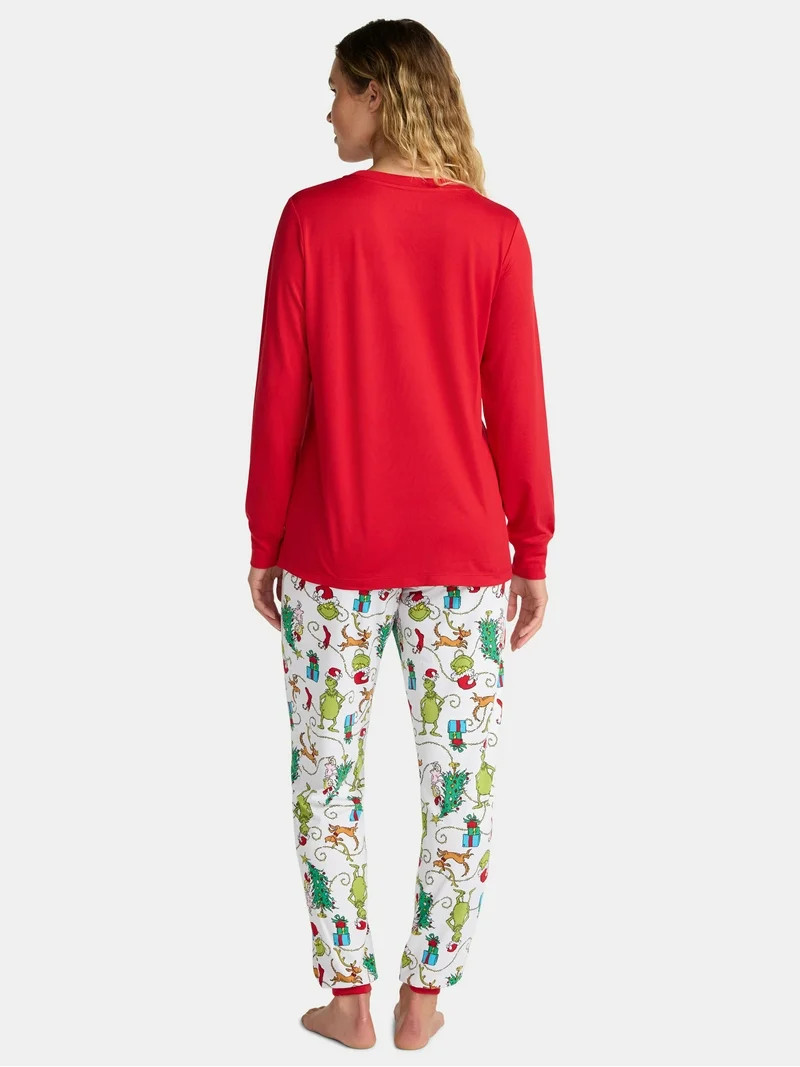 Dr. Seuss Grinch Women's Matching Family Pajamas Top and Pants Set, 2-Piece, Sizes S-3X | Walmart (US)
