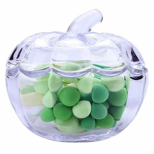 Crystal Pumpkin Jar with Cover, Glass Decorative Wedding Candy Bowl Snack Candy Dish Storage with Lid Organizer Canisters Home Decor Fall Thanksgiving Halloween Party Centerpieces (L, Transparent) | Amazon (US)