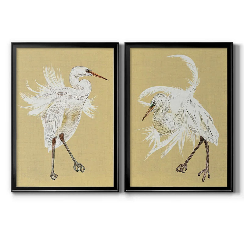Rosecliff Heights Heron Plumage V 2 Piece Picture Frame Rectangle Print Set on Canvas & Reviews |... | Wayfair North America