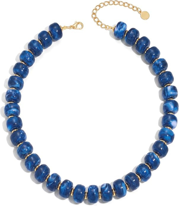 Beaded Necklace for Women Statement Chunky Resin Bead Necklace Trendy Boho Summer Necklaces Jewel... | Amazon (US)