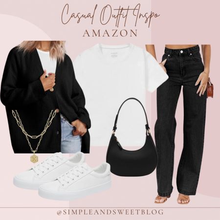 Amazon Casual Outfit Inspo! Love this super soft cardigan  sweater! Pair with a basic white tee and some black straight leg jeans, a comfy pair of sneakers and some cute accessories! 

#amazonstyle #founditonamazon #founditonamazonfashion #amazonfashion

#LTKfindsunder50 #LTKstyletip #LTKfindsunder100