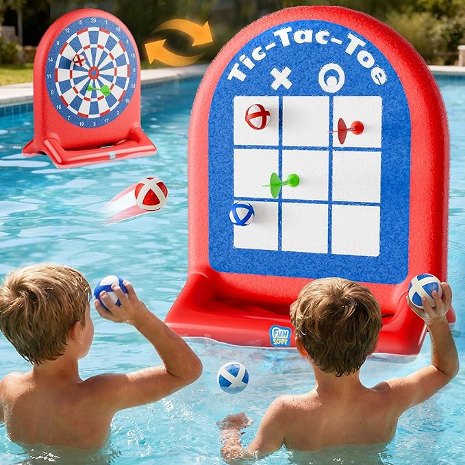 Amazon.com: Funscape Kids Fun Pool Floating Water Toys, Inflatable Tic-Tac-Toe Dart Board Game, S... | Amazon (US)