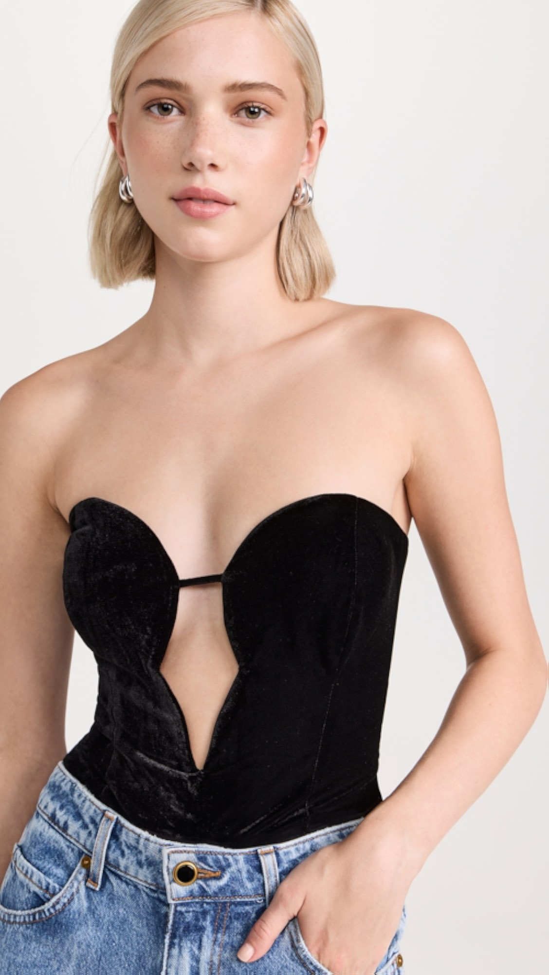 BARDOT Eleni Velour Thong Bodysuit | Shopbop | Shopbop
