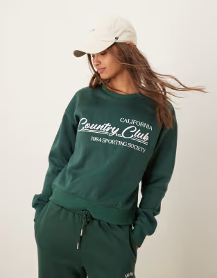 Urban Threads lounge sporty sweatshirt in forest green | ASOS (Global)