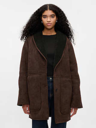 Vegan Suede Shawl Collar Coat | Gap (US)