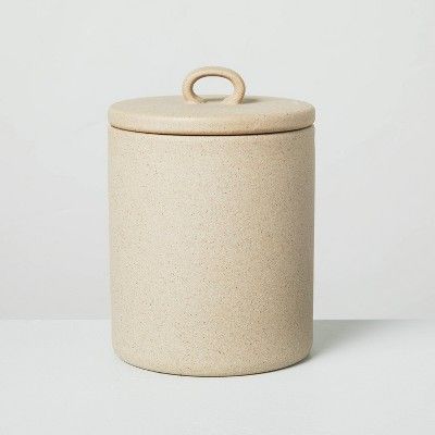 Medium 5.75&#34; Textured Ceramic Bath Canister Natural - Hearth &#38; Hand&#8482; with Magnolia | Target