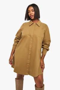 Plus Cotton Twill Utility Dress | boohoo (US & Canada)