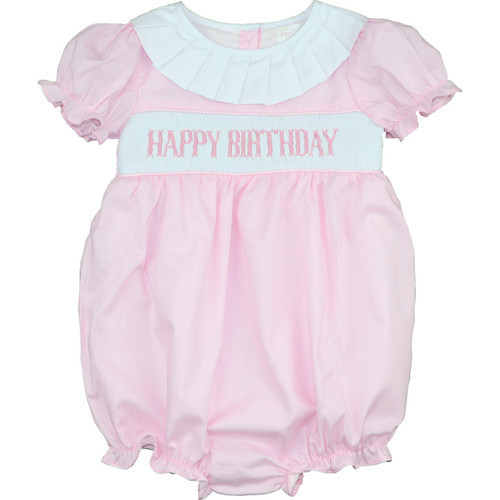 Pink Smocked Happy Birthday Bubble | Cecil and Lou