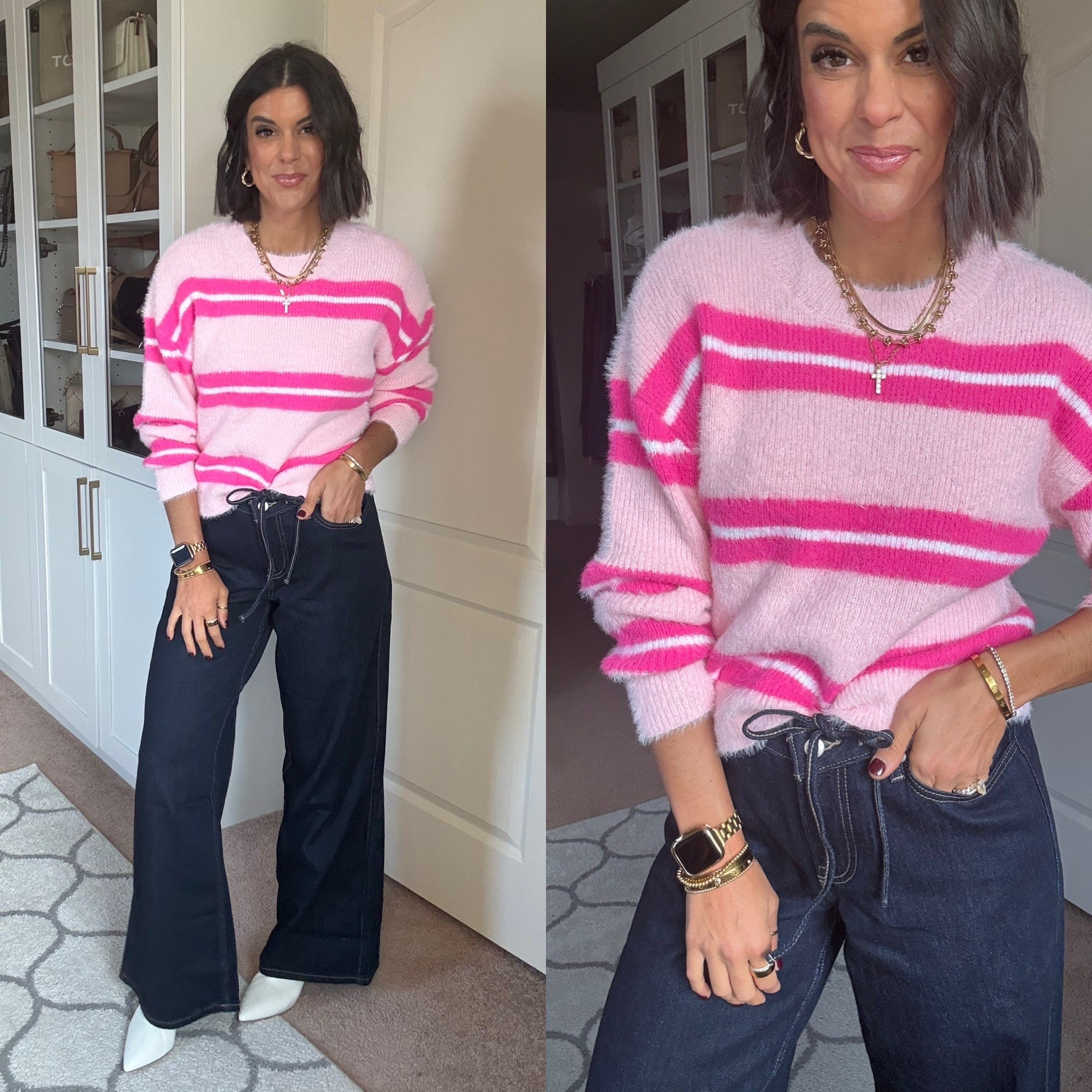 Sized up to a med in sweater
Need to size down one in jeans 

#LTKHoliday #LTKFindsUnder100 #LTKSaleAlert