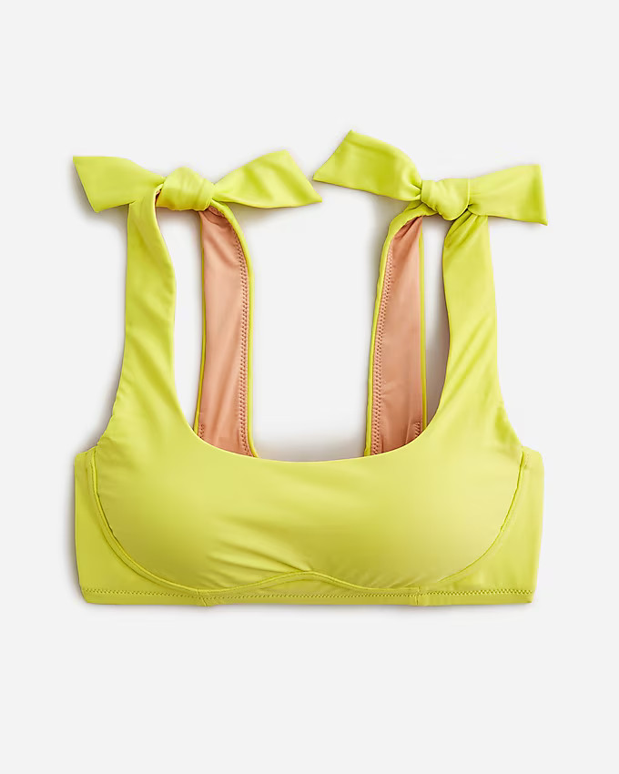 Tie-shoulder scoopneck bikini top | J. Crew US