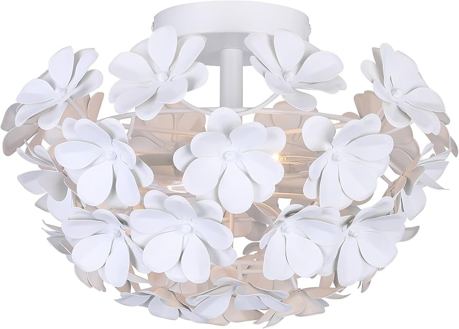Canarm Cassia 2-Light Flush Mount Ceiling Light, 15-Inch Matte White Floral Shade, Whimsical Mode... | Amazon (US)