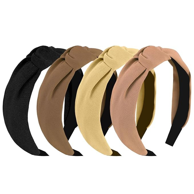 YISSION 4PCS Knotted Headbands for Women Girls Non Slip Wide Head Band Fashion Head Bands Top Kno... | Amazon (US)