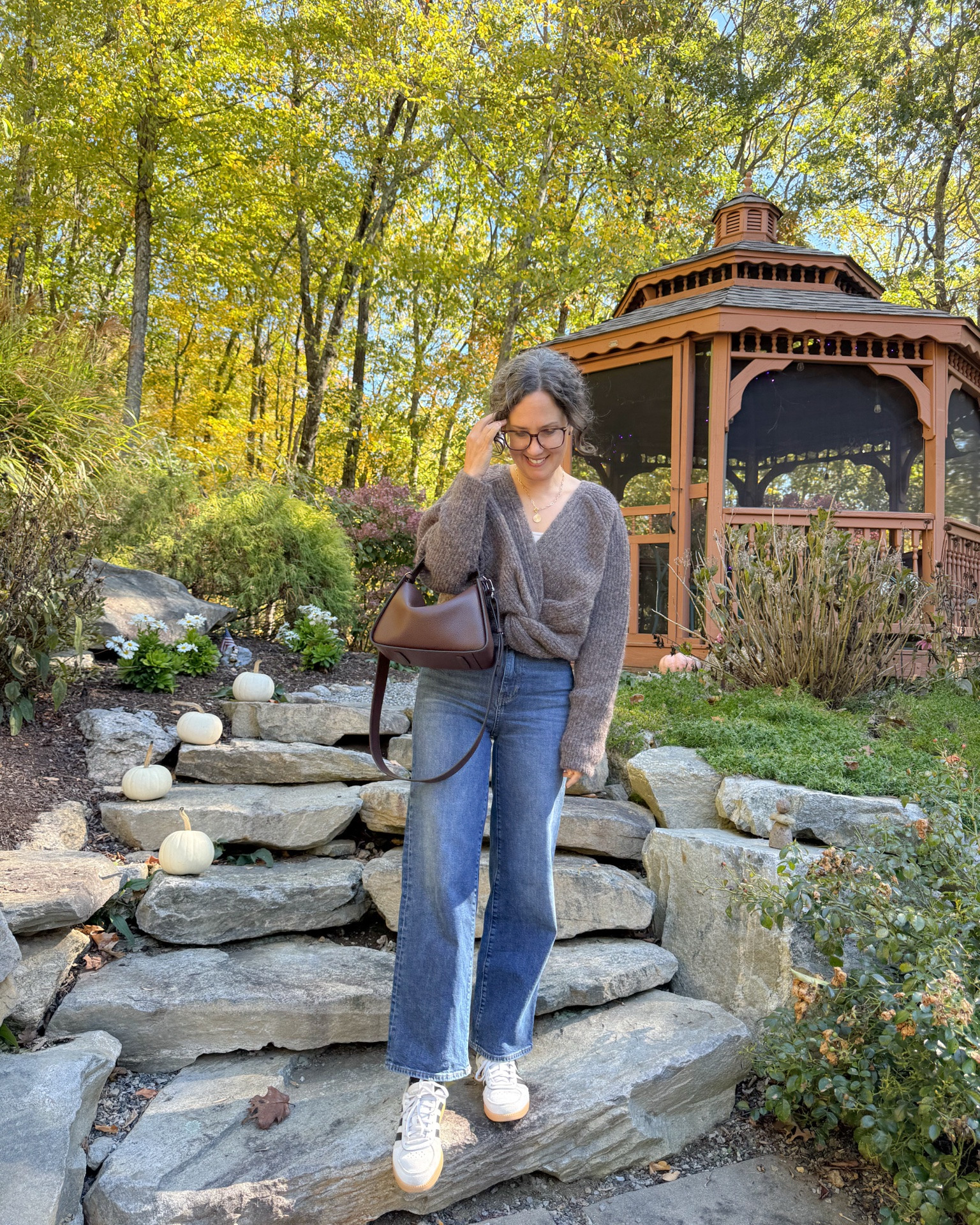 Favorites from last autumn that I’m rewearing this autumn! Twist front sweater, Frame denim, cute burgundy bag and Adidas.

#LTKootd #LTKSeasonal #LTKOver40