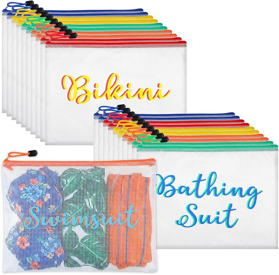 Aliceset 30 Pcs Swimsuit Organizer Bags 13x9.5 Inch Large Waterproof Bathing Suit Organizers Bulk... | Amazon (US)