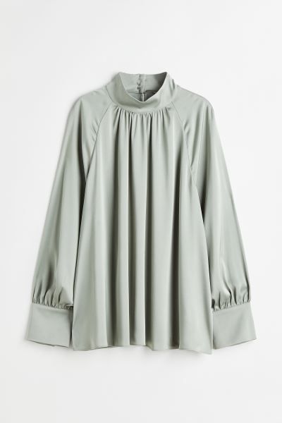 Balloon-sleeved Satin Blouse | H&M (US + CA)