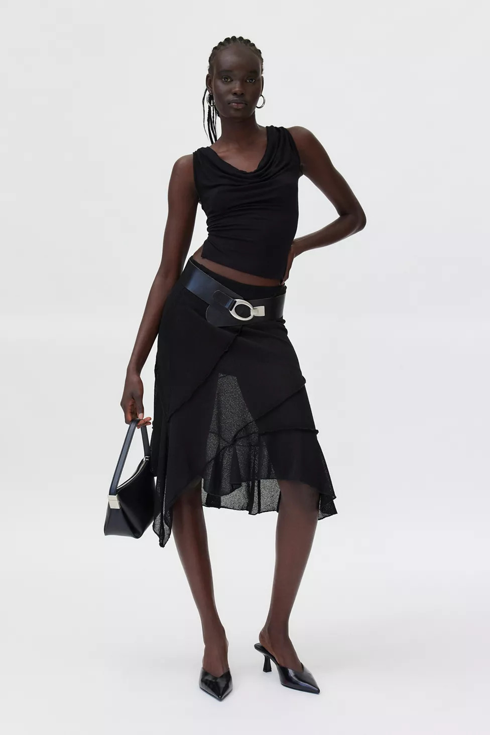 Silence + Noise Ash Asymmetric Knit Midi Skirt | Urban Outfitters (US and RoW)