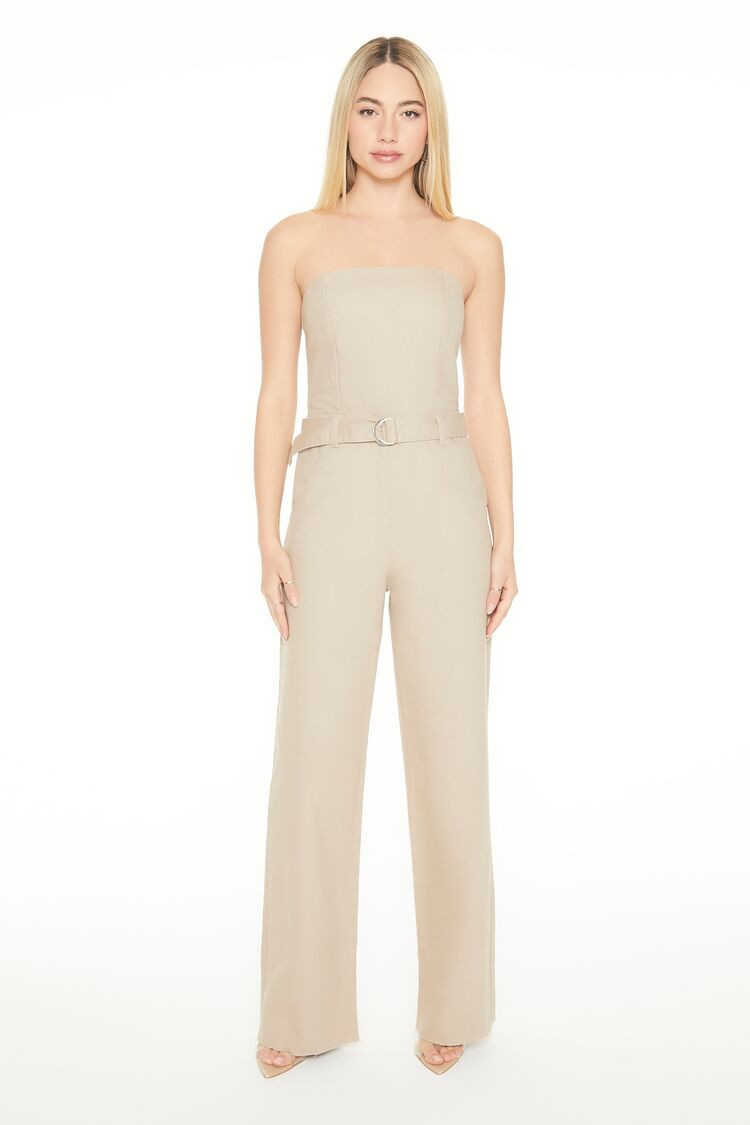 Strapless Belted Denim Jumpsuit | Forever 21
