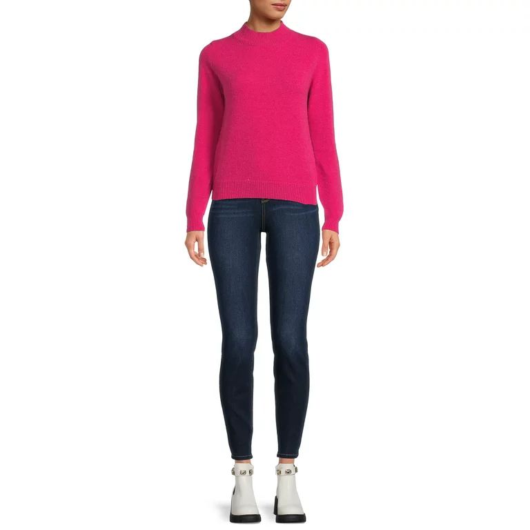 Dreamers by Debut Womens Elbow Patch Mock Neck Long Sleeve Sweater | Walmart (US)