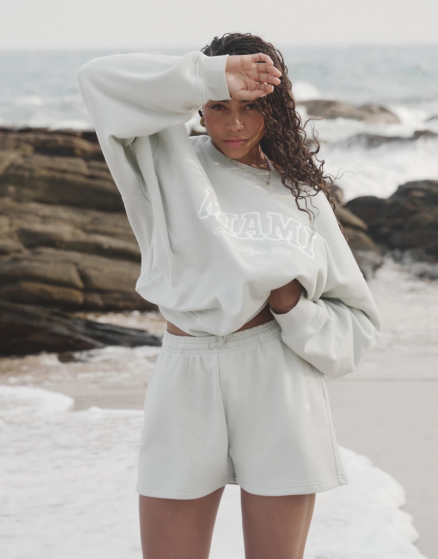 4th & Reckless Miami lounge short in sage green | ASOS (Global)