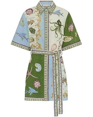 Womens Dresses Summer,Short Sleeve Vintage Dresses,Casual Floral T Shirt Printed Button Drawstrin... | Amazon (US)