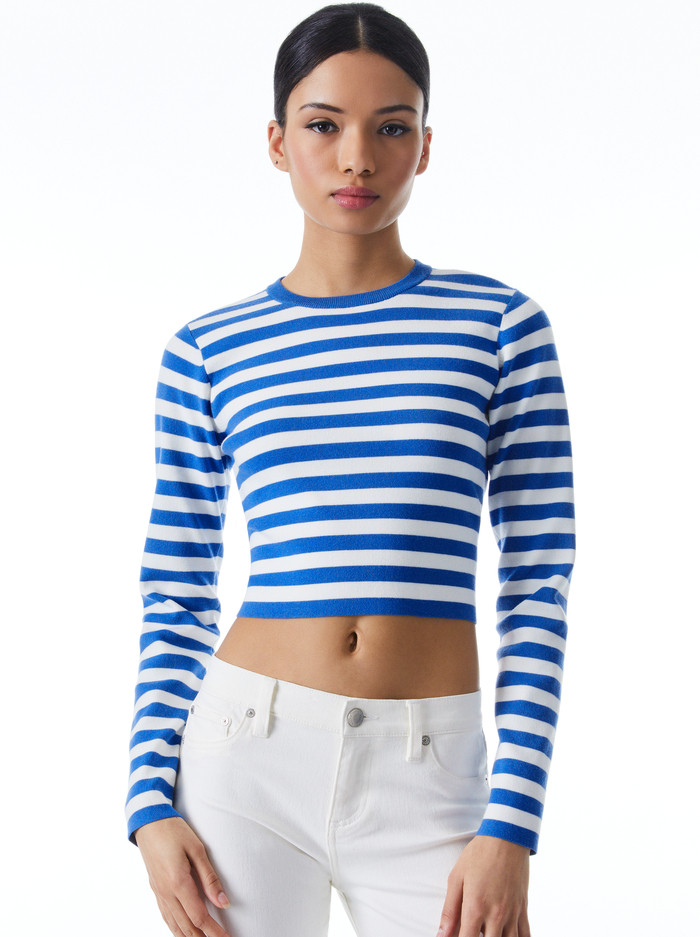 CIARA CROPPED STRIPED LONG SLEEVE | Alice + Olivia