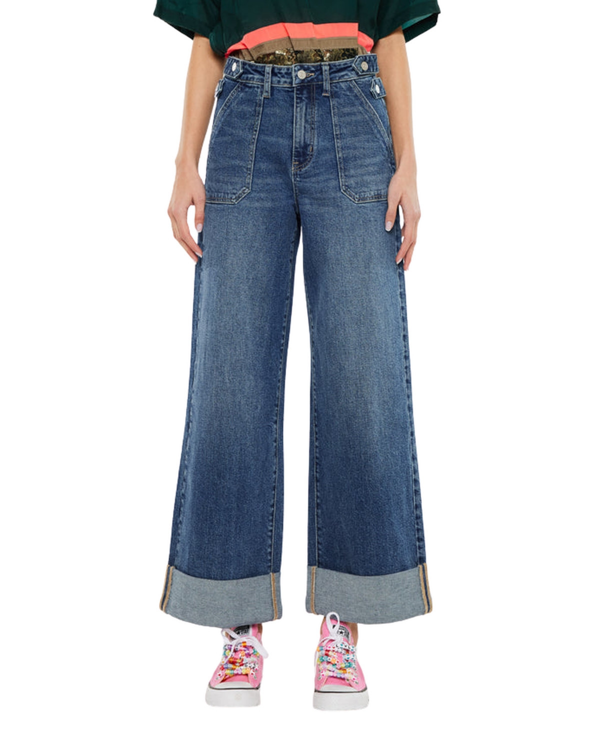 KanCan Women's Haylee Ultra High Rise 90's Wide Leg Jeans - Dark wash | Macy's