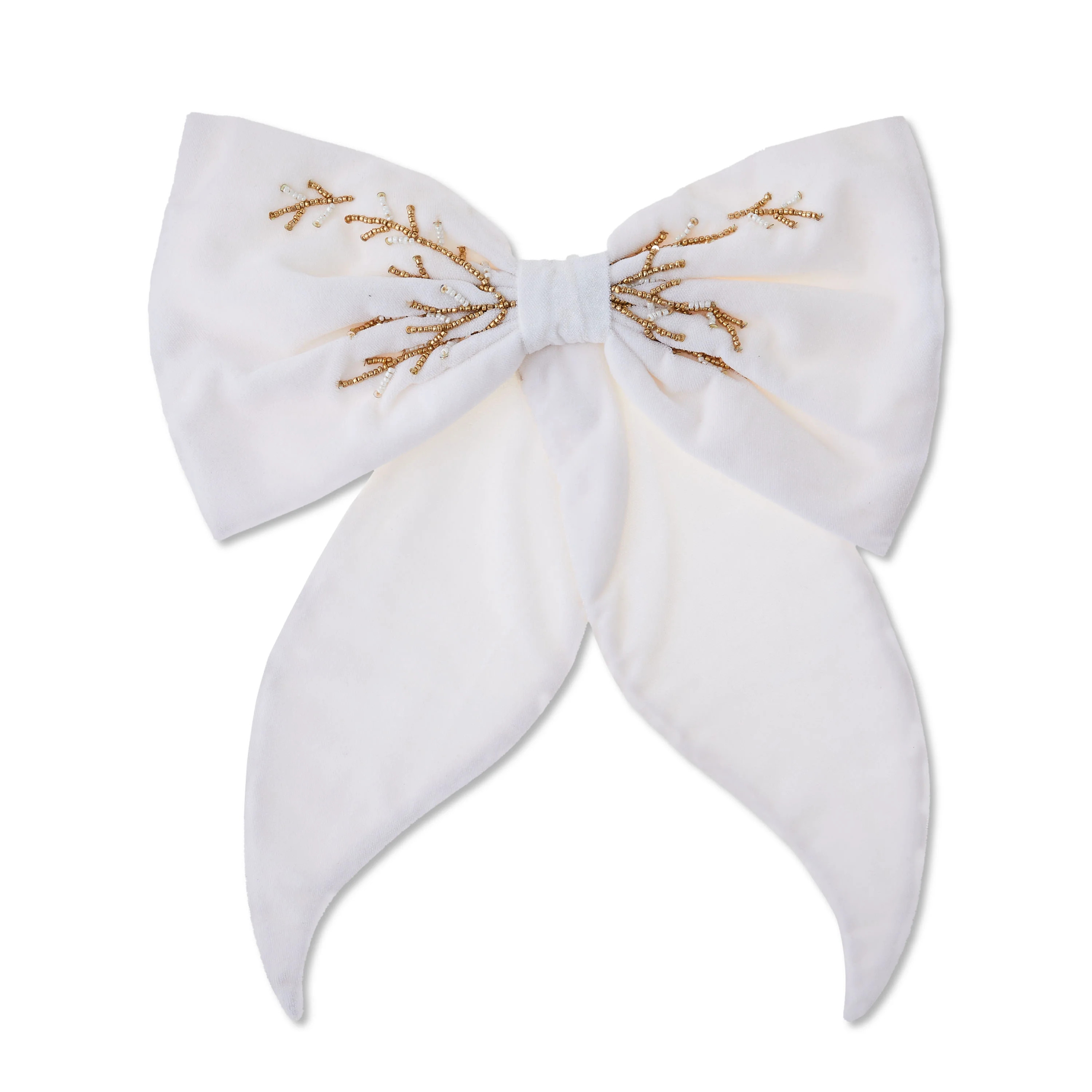 White Velvet Beaded Decorative Christmas Bow, 13", by My Texas House | Walmart (US)