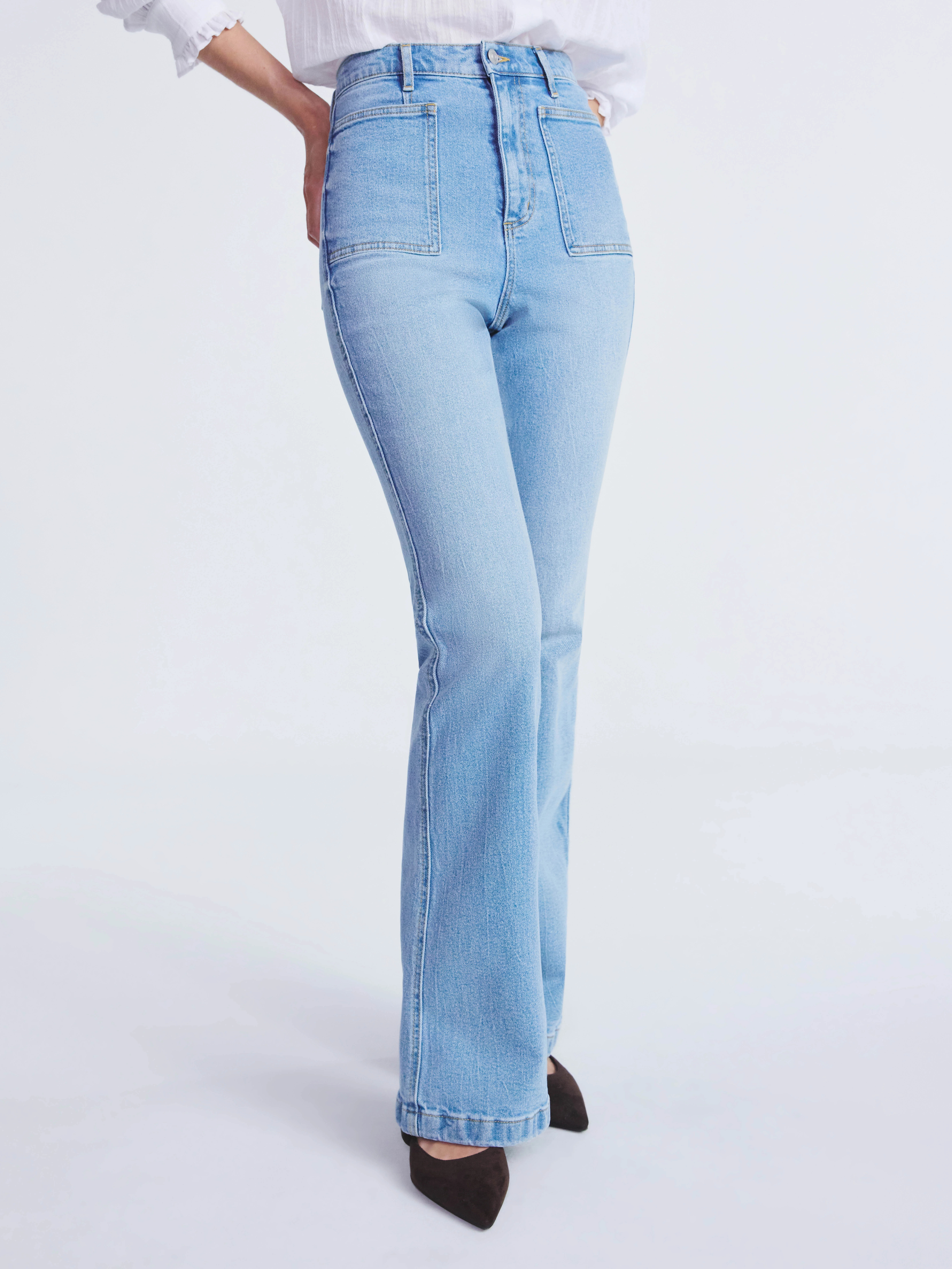 Scoop Women's High Rise Denim Trousers with Patch Pockets, Sizes 0-20 | Walmart (US)