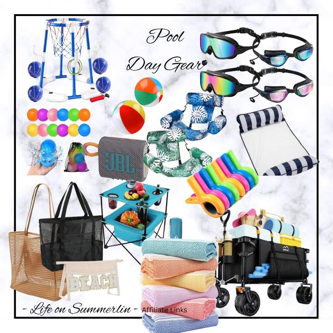 Pool Day Gear! Ready for some sunshine, kids hanging with friends, snacks and drinks by the pool, and relaxing! 

#LTKMothersDay #LTKdayinmylife #LTKSwim