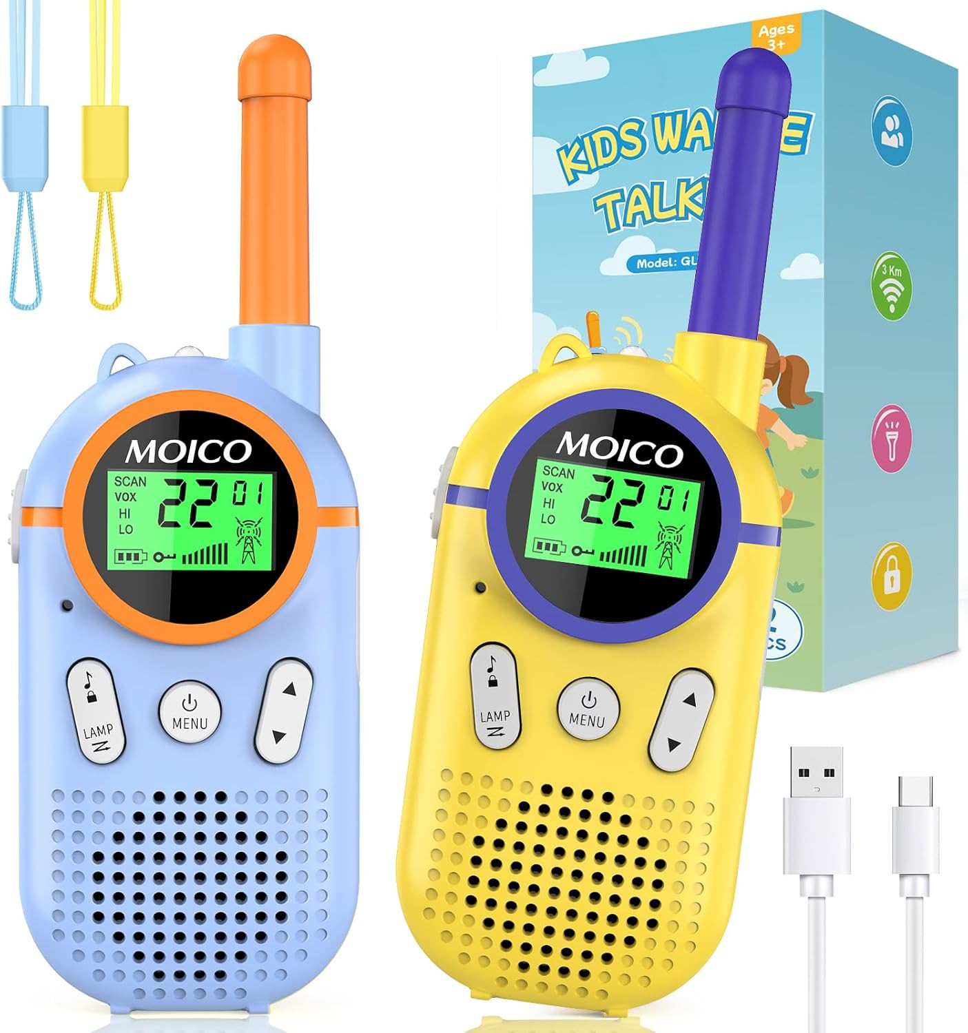 MOICO Toys for 3-12 Year Old Boys Girls,Rechargeable Long Range Walkie Talkies for Kids with 22 C... | Amazon (US)