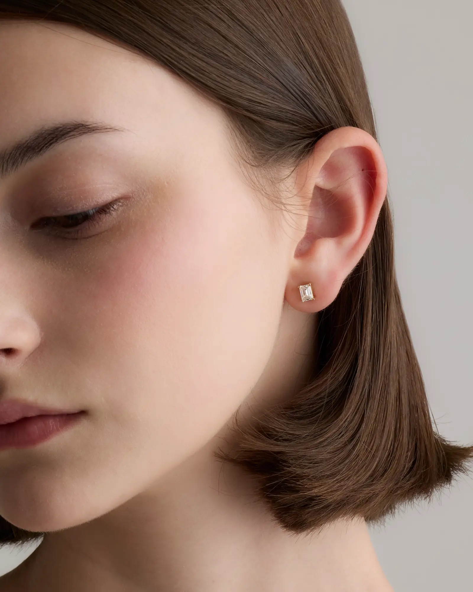 14k Gold Lab Grown Diamond Emerald Solitaire Studs in Yellow Gold | Quince