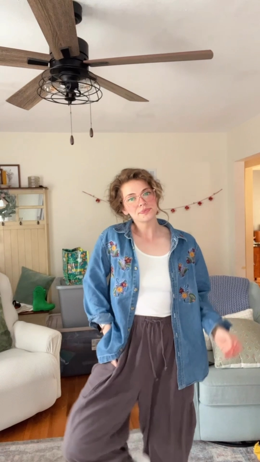 Outfit of the day brought to you by a tired mom who is also trying to put away all the winter stuff in June. Still hadn’t gone through all of that and the house is a mess! 😅