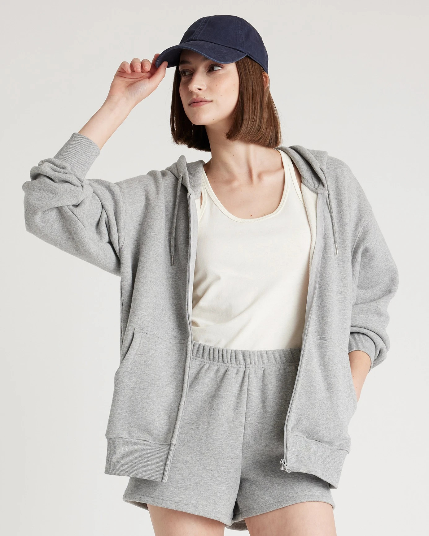 Organic Heavyweight Fleece Boyfriend Full Zip Hoodie | Quince
