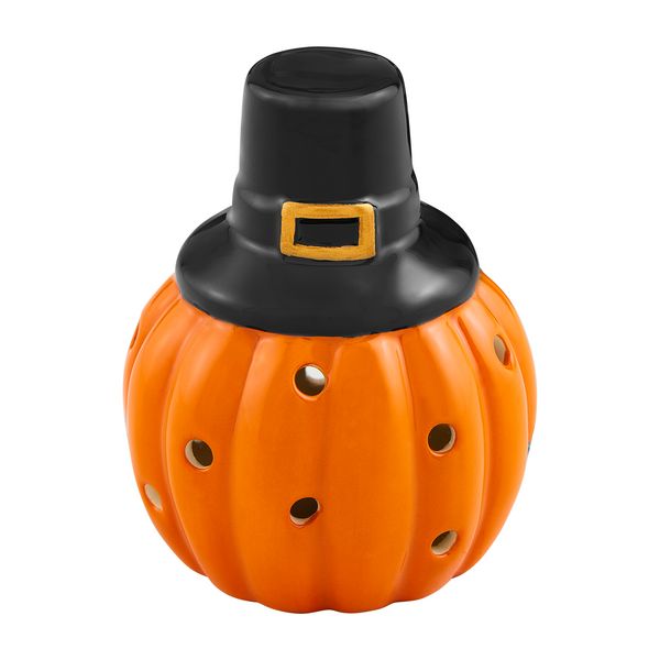 Pumpkin Pilgrim Light-Up Sitter | Mud Pie