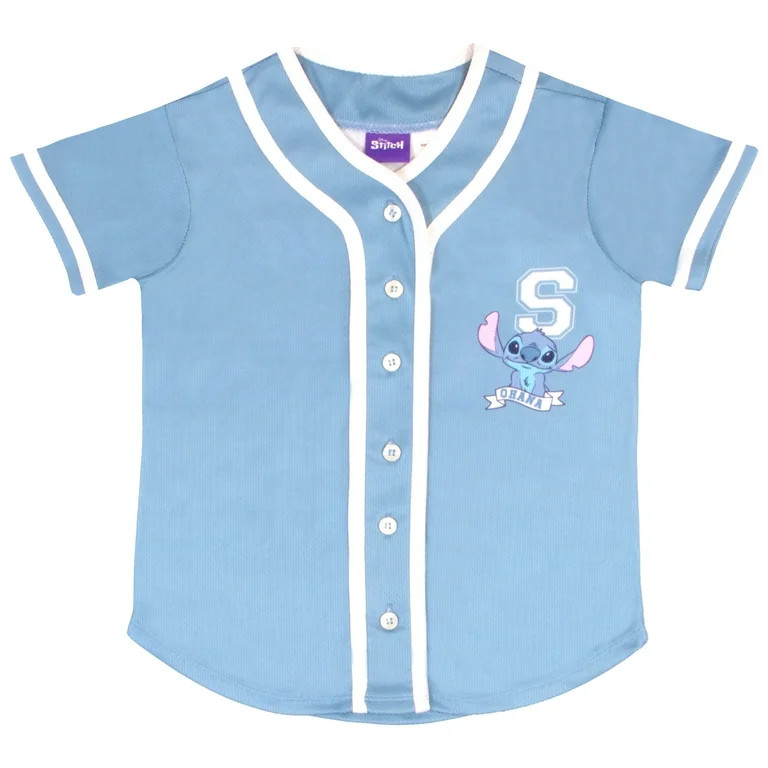 Disney Lilo & Stitch Girls Baseball Jersey Button Down Shirt for Big and Little Kid Polyester Spo... | Walmart (US)