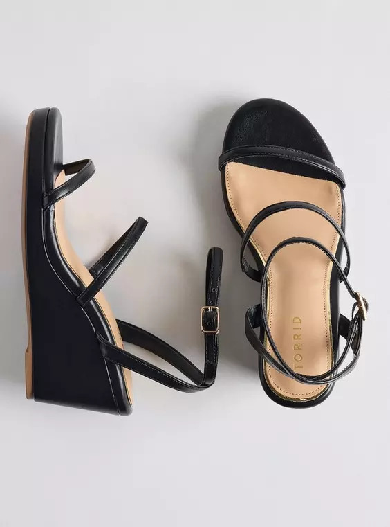 Triple Strap Wedge (WW) in Black | Torrid (US & Canada)