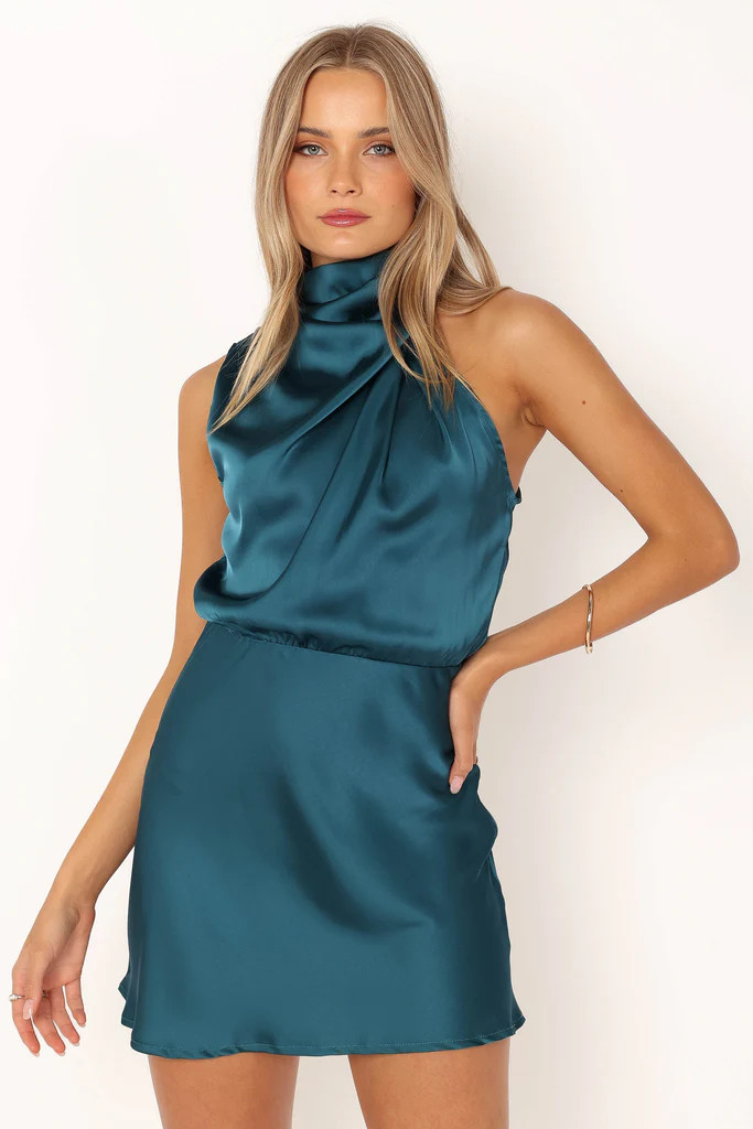 Anabelle Halter Neck Mini Dress - Teal | Petal & Pup (US)