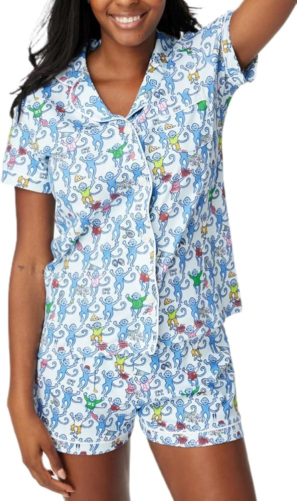 Womens Cute Monkey Pajama Set Preppy Pjs Shorts Y2k Floral 2 Piece Matching Pj Set Short Sleeve P... | Amazon (US)