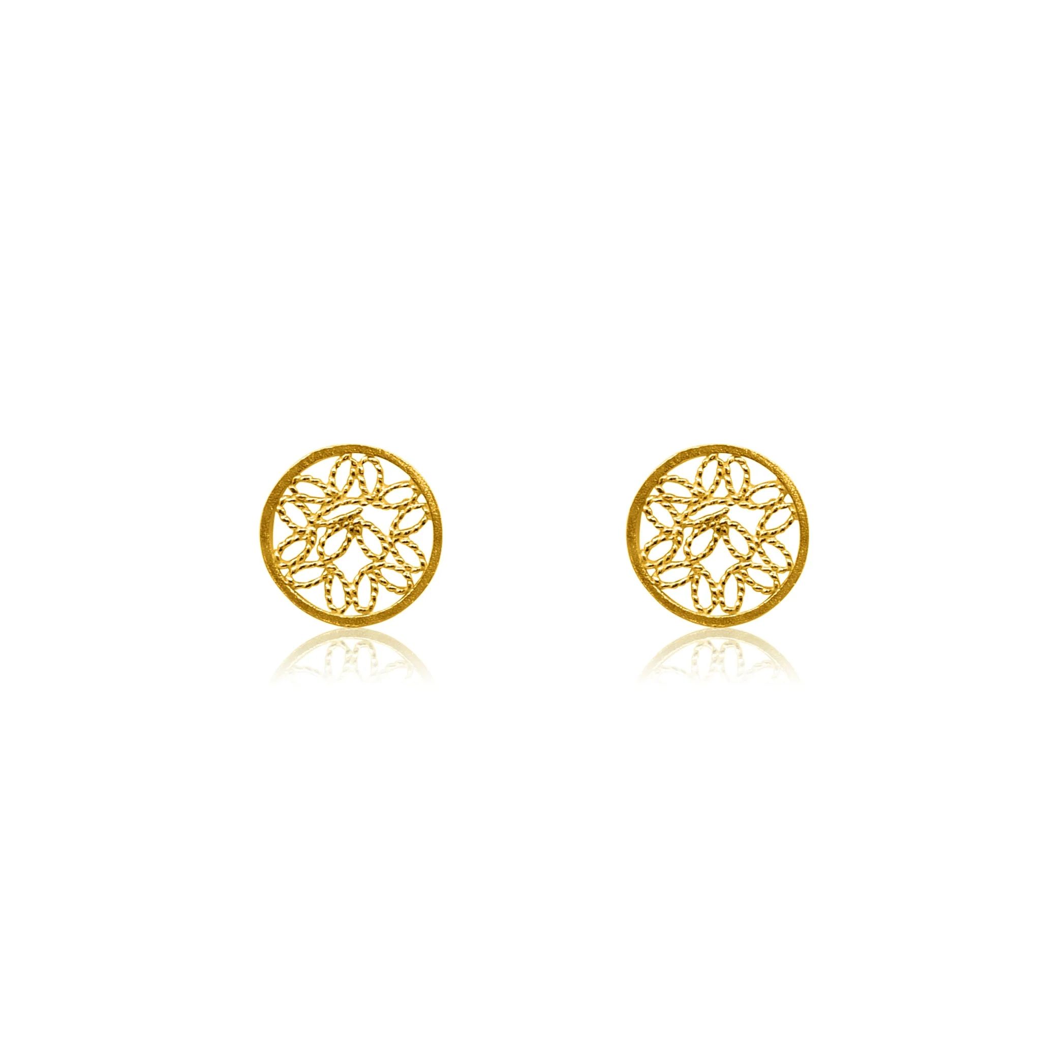 ALICE GOLD STUD EARRINGS FILIGREE | Olmox Jewelry