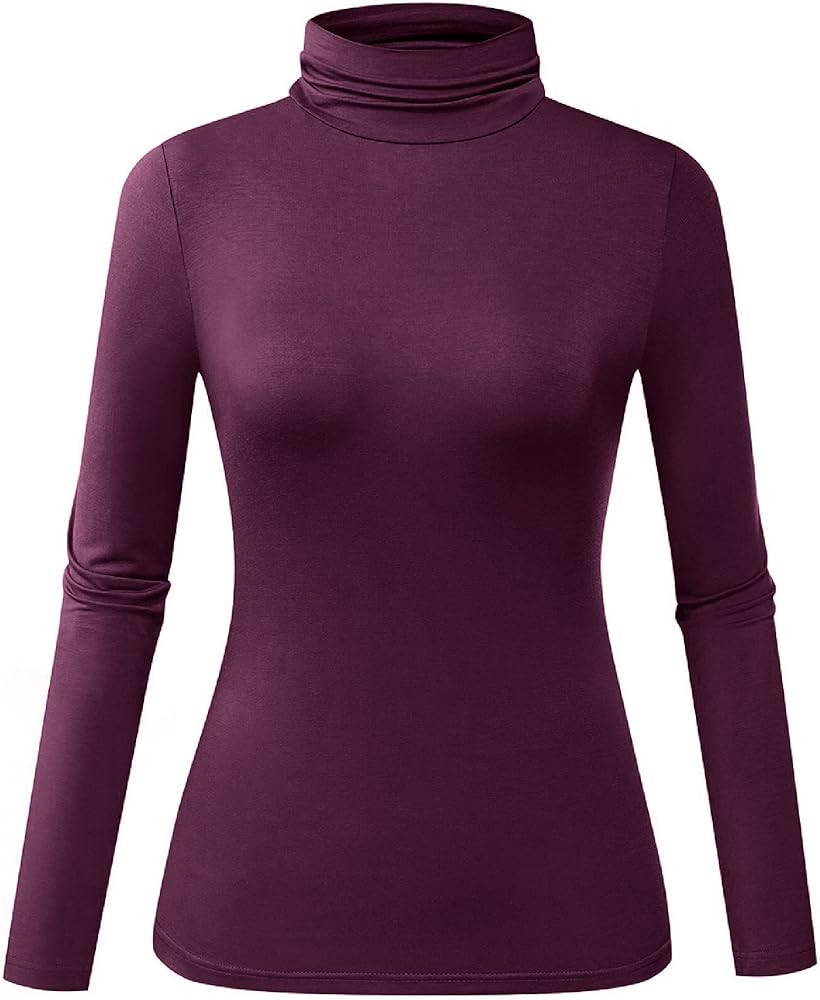 Herou Womens Long Sleeve Turtleneck Slim Fitted Lightweight Casual Active Layer Tops Shirts | Amazon (US)