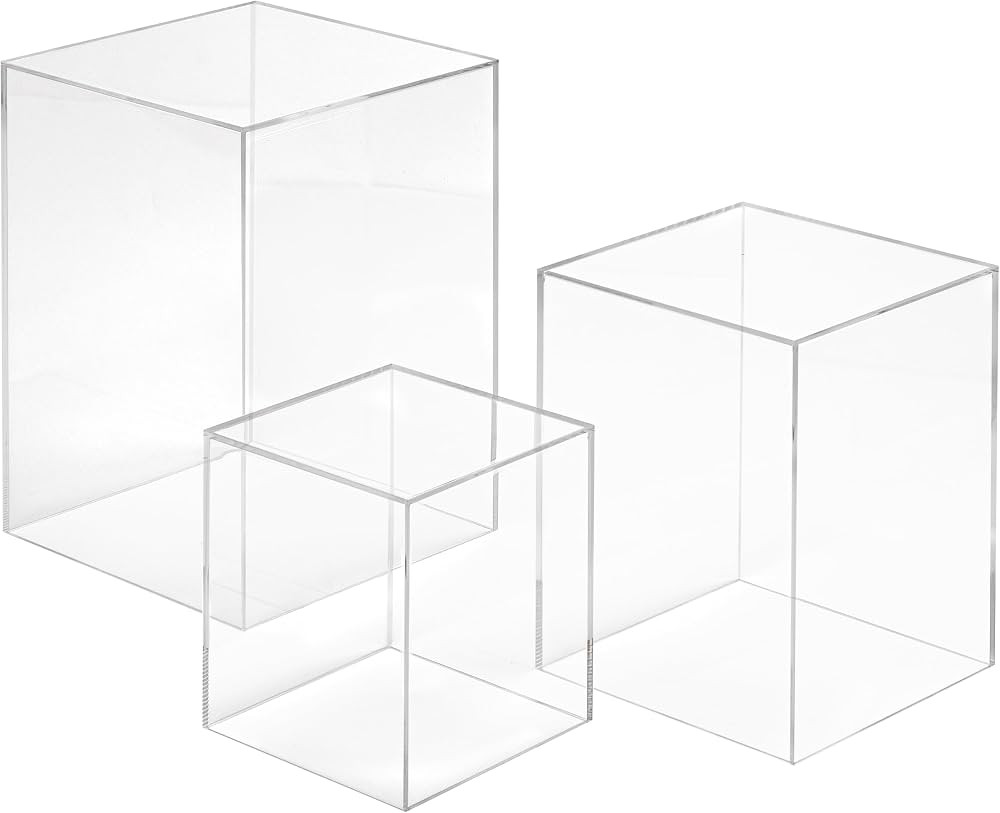 Red Co. Set of 3 (5", 7", 9") Square Clear Acrylic Event Decor Display Pedestal Stands with Polis... | Amazon (US)
