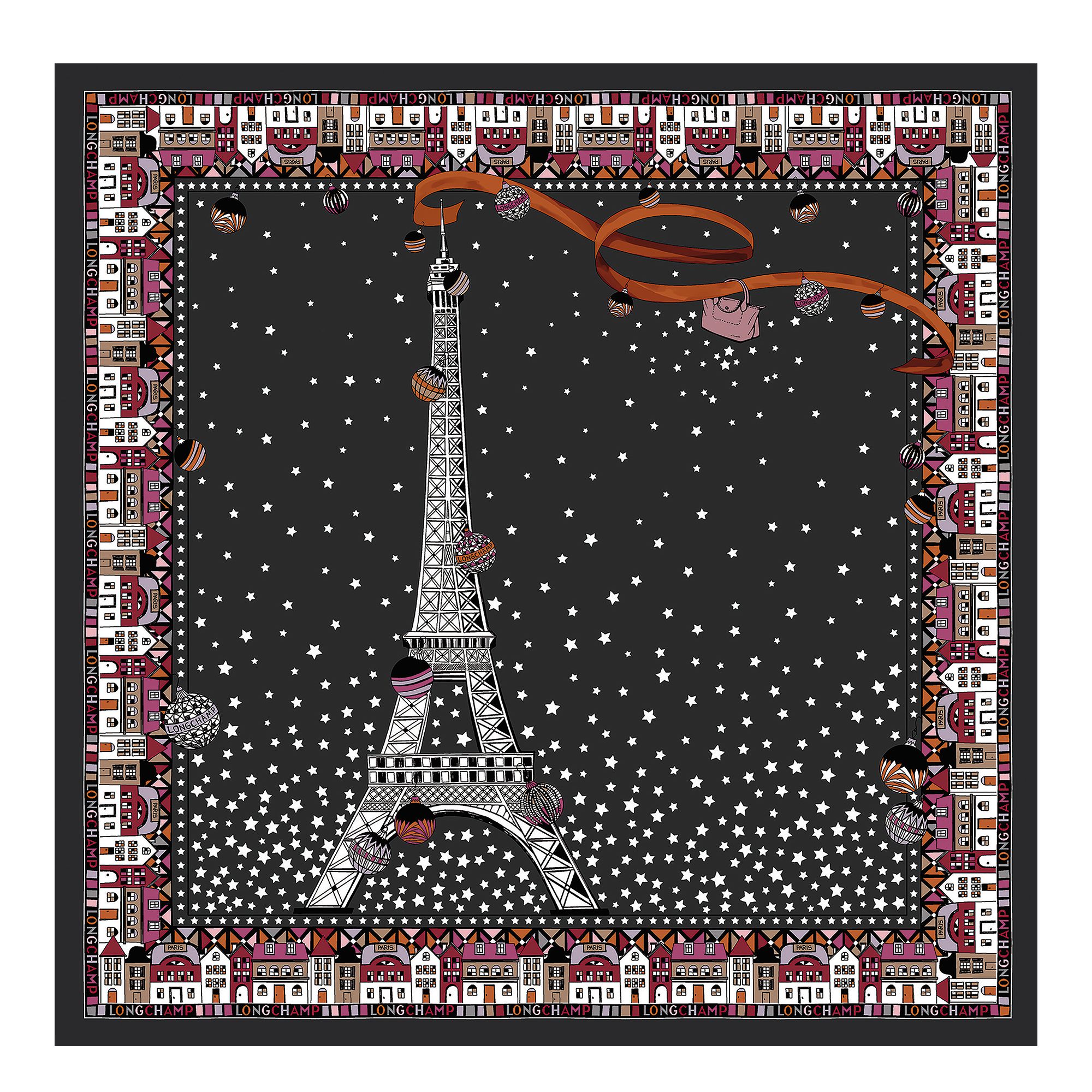 Tour Eiffel Noël Longchamp Zijden sjaal 50 Zwart - Zijde (50563SOI001) | Longchamp BE | Longchamp