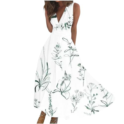 Womens Summer Dress,Maxi Dresses for Women 2025 Casual Summer Boho Dress Sexy Flowy Floral Sun Dress Warp V Neck Beach Vacation Long Dress,Yellow Dress Women | Amazon (US)