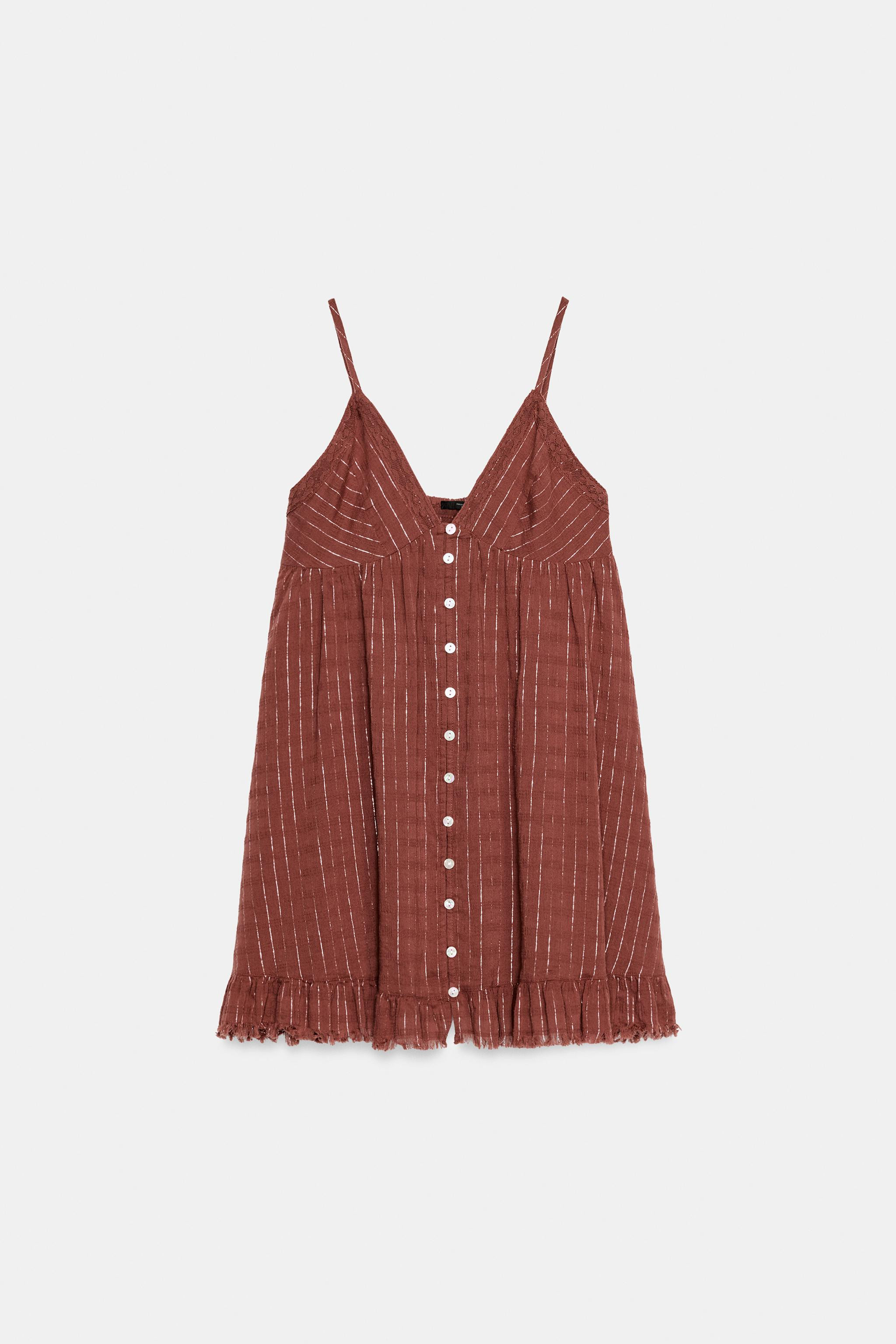 METALLIC THREAD STRIPED MINI DRESS | Zara UK