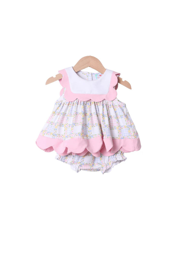 Patchwork Scalloped Bloomer Set | The Smocked Flamingo