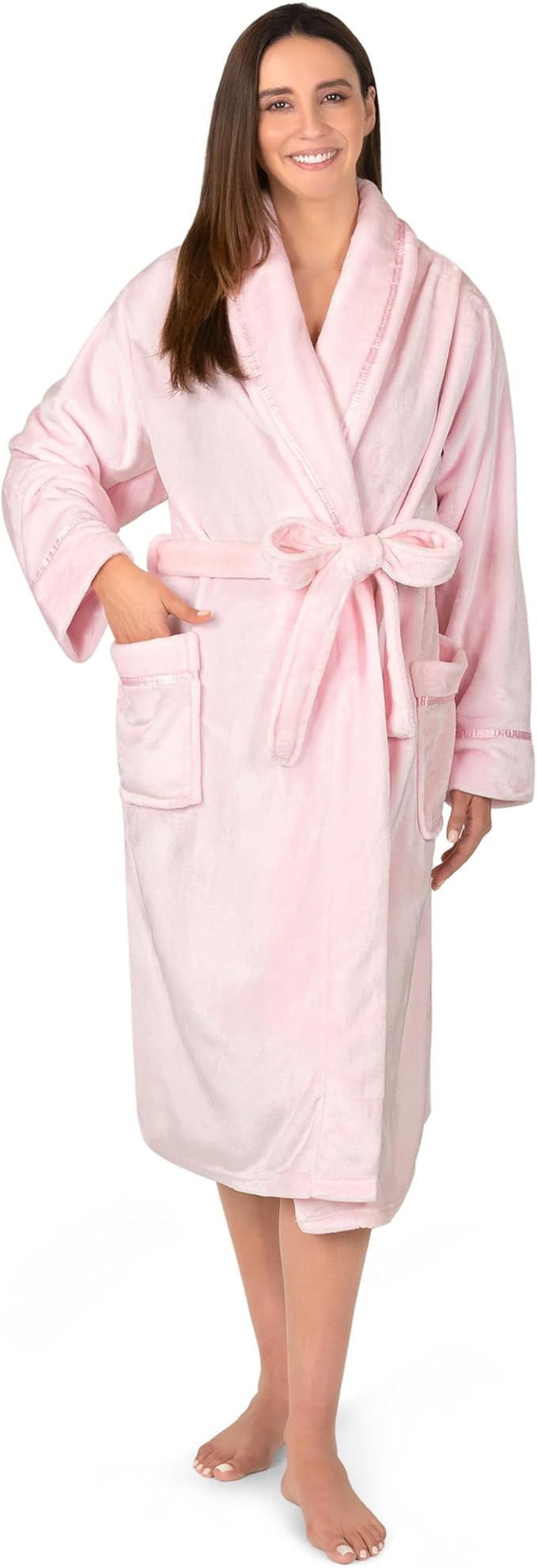 PAVILIA Robes For Women, Fleece Soft Fluffy Bathrobe, Plush Cozy Long Spa Robe | Amazon (US)