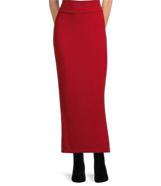 French Terry Flat Front Midi Pencil Skirt | Dillard's