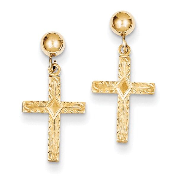 14 Karat Polished and Textured Cross Earrings by Versil | Bed Bath & Beyond
